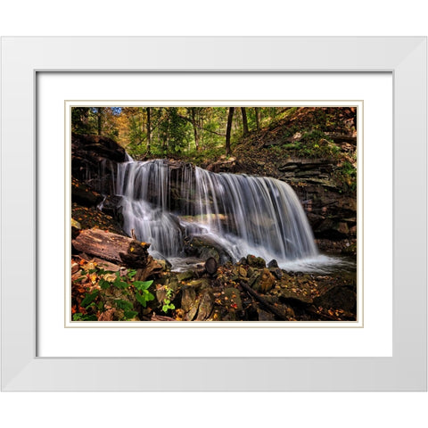 Waterfall 36 White Modern Wood Framed Art Print with Double Matting by Lee, Rachel