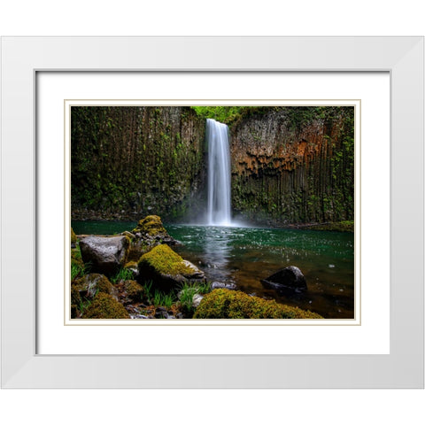 Waterfall 43 White Modern Wood Framed Art Print with Double Matting by Lee, Rachel