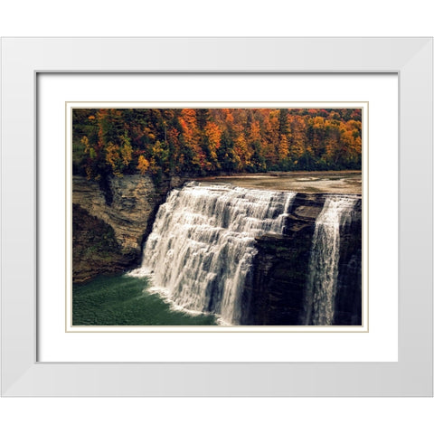 Waterfall 44 White Modern Wood Framed Art Print with Double Matting by Lee, Rachel