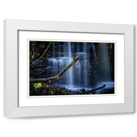 Waterfall 8 White Modern Wood Framed Art Print with Double Matting by Lee, Rachel
