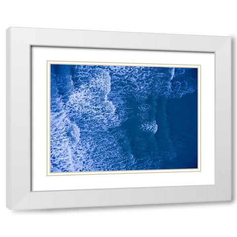 Blue Waves White Modern Wood Framed Art Print with Double Matting by Malone, Will