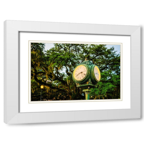 Chain of Parks Clock White Modern Wood Framed Art Print with Double Matting by Malone, Will