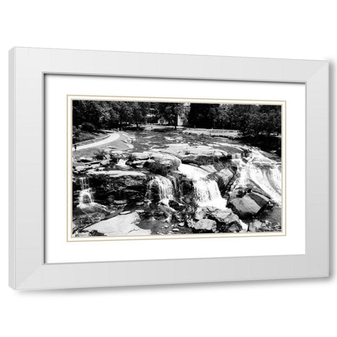 Falls Park BW White Modern Wood Framed Art Print with Double Matting by Malone, Will