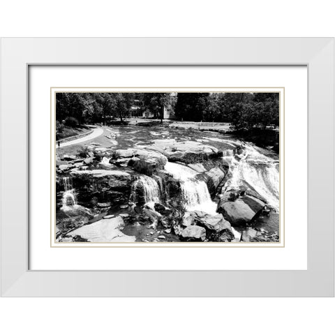 Falls Park BW White Modern Wood Framed Art Print with Double Matting by Malone, Will