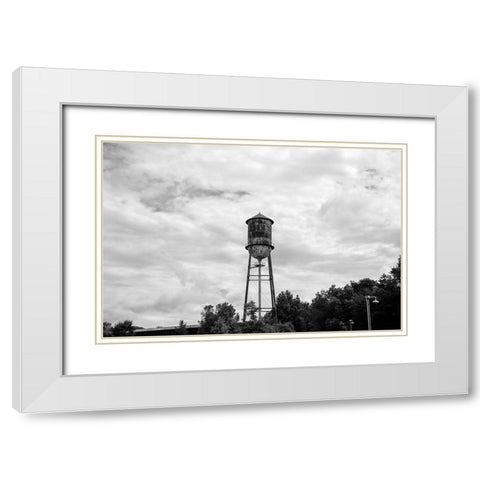 Vintage Watertower White Modern Wood Framed Art Print with Double Matting by Malone, Will