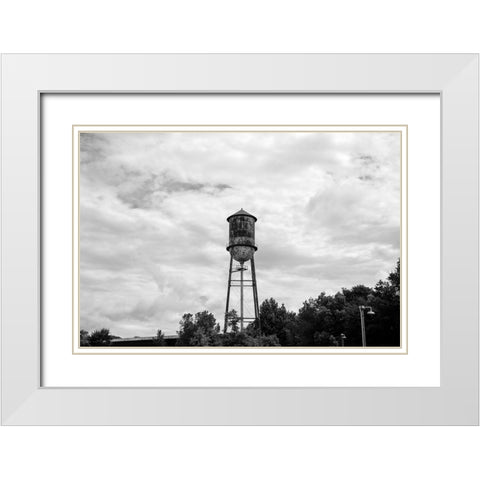 Vintage Watertower White Modern Wood Framed Art Print with Double Matting by Malone, Will