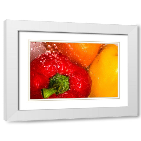 Bell Pepper Bath White Modern Wood Framed Art Print with Double Matting by Malone, Will