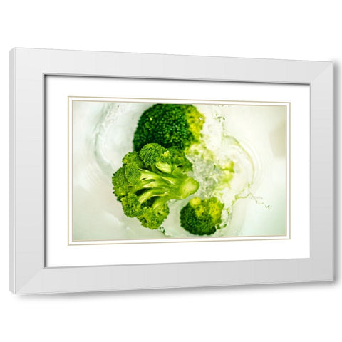 Broccoli Dance White Modern Wood Framed Art Print with Double Matting by Malone, Will