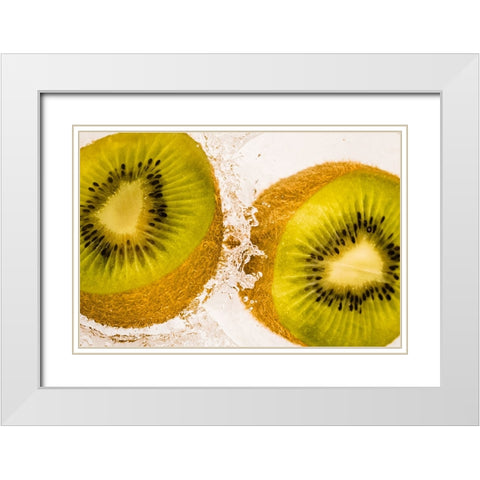 Kiwi Splash White Modern Wood Framed Art Print with Double Matting by Malone, Will