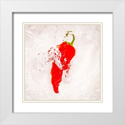 Red Hot White Modern Wood Framed Art Print with Double Matting by Malone, Will