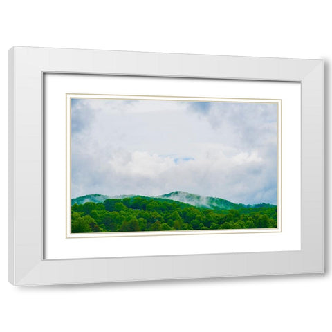 Mountain Top Green White Modern Wood Framed Art Print with Double Matting by Malone, Will