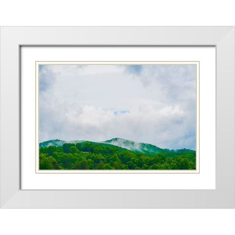 Mountain Top Green White Modern Wood Framed Art Print with Double Matting by Malone, Will