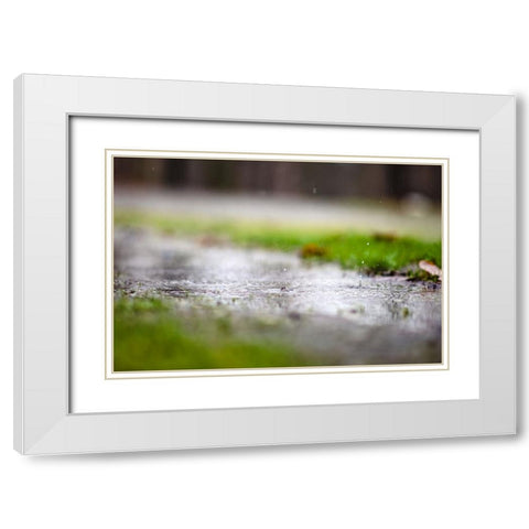 Raindrop White Modern Wood Framed Art Print with Double Matting by Malone, Will