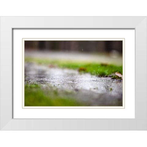 Raindrop White Modern Wood Framed Art Print with Double Matting by Malone, Will