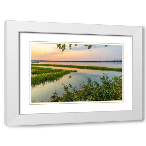 Morning Marsh White Modern Wood Framed Art Print with Double Matting by Malone, Will