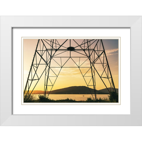 Alabama Line 2 White Modern Wood Framed Art Print with Double Matting by Malone, Will