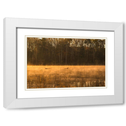 Tired Creek Golden Mist White Modern Wood Framed Art Print with Double Matting by Malone, Will