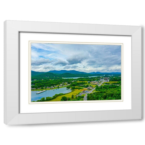 Downtown Hiawassee White Modern Wood Framed Art Print with Double Matting by Malone, Will