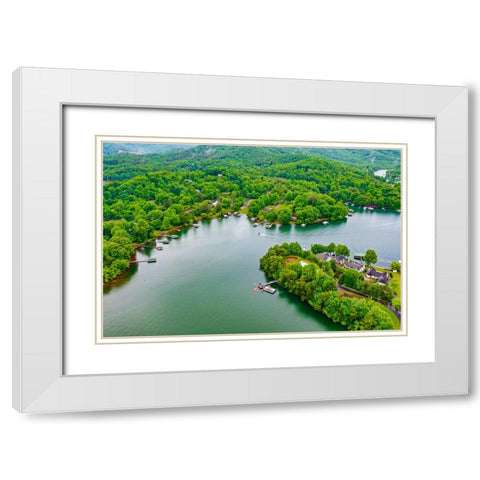 Lake Chatuge 5 White Modern Wood Framed Art Print with Double Matting by Malone, Will