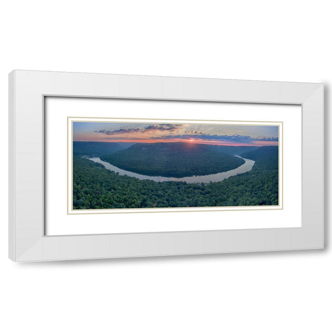 Racoon Sunrise White Modern Wood Framed Art Print with Double Matting by Malone, Will