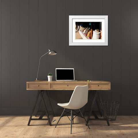 Hat Shop 2 White Modern Wood Framed Art Print with Double Matting by Malone, Will