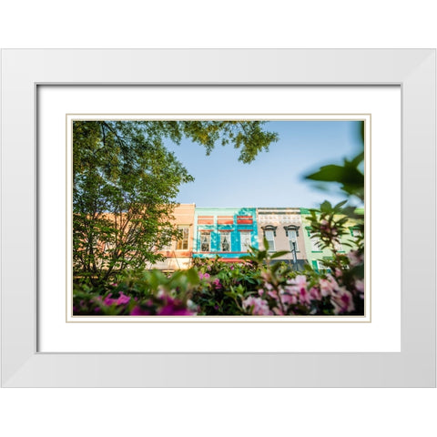 Downtown Morning White Modern Wood Framed Art Print with Double Matting by Malone, Will