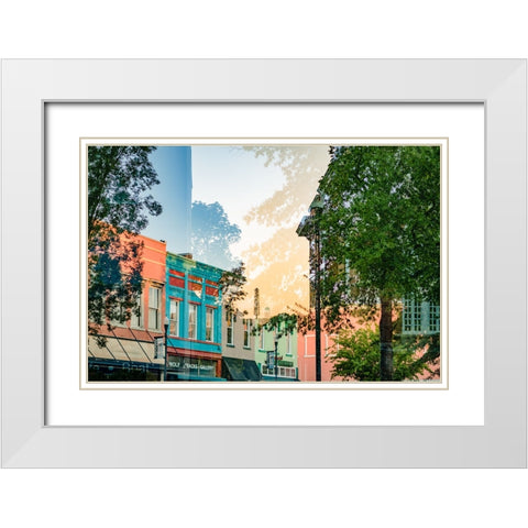 Downtown Sunrise White Modern Wood Framed Art Print with Double Matting by Malone, Will