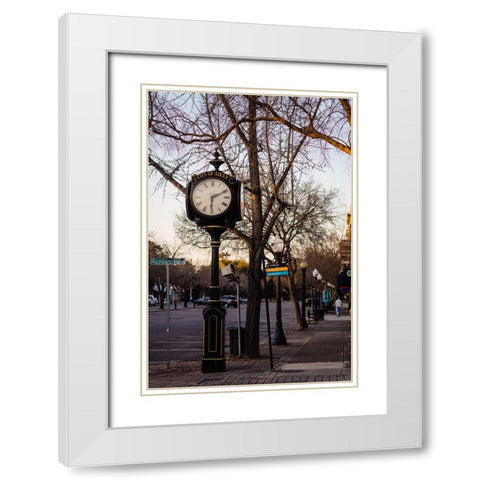 Aiken Clock White Modern Wood Framed Art Print with Double Matting by Malone, Will