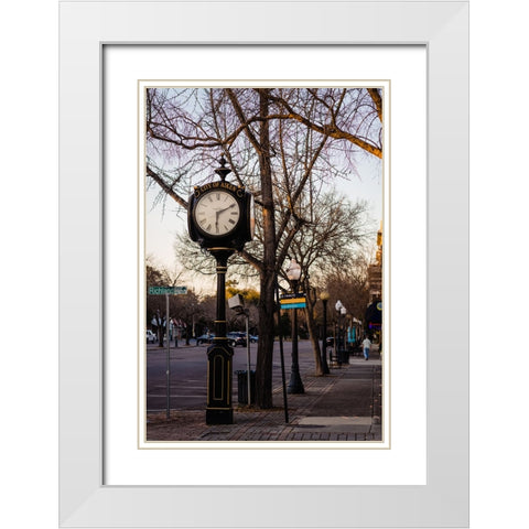 Aiken Clock White Modern Wood Framed Art Print with Double Matting by Malone, Will