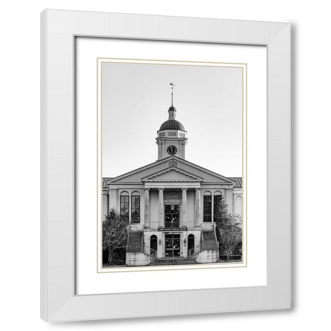 Aiken Courthouse Monochrome White Modern Wood Framed Art Print with Double Matting by Malone, Will