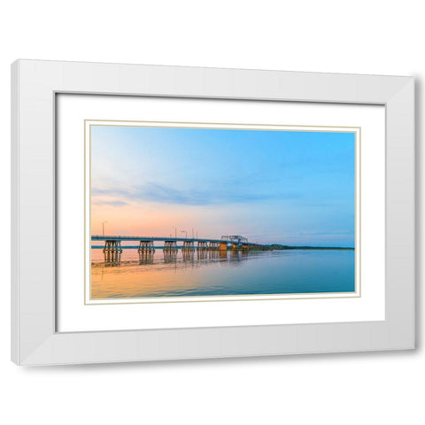 Beaufort Bridge White Modern Wood Framed Art Print with Double Matting by Malone, Will