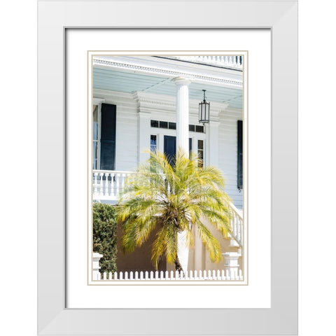 Front Porch Palm White Modern Wood Framed Art Print with Double Matting by Malone, Will