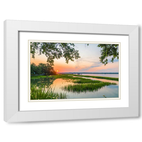 Morning Marsh 4 White Modern Wood Framed Art Print with Double Matting by Malone, Will