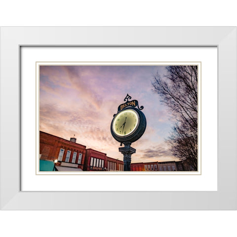 Belton Clock White Modern Wood Framed Art Print with Double Matting by Malone, Will
