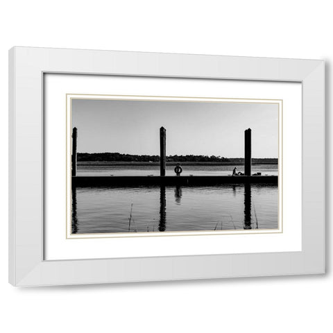 Monochrome Dock 2 White Modern Wood Framed Art Print with Double Matting by Malone, Will