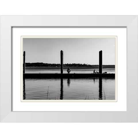 Monochrome Dock 2 White Modern Wood Framed Art Print with Double Matting by Malone, Will
