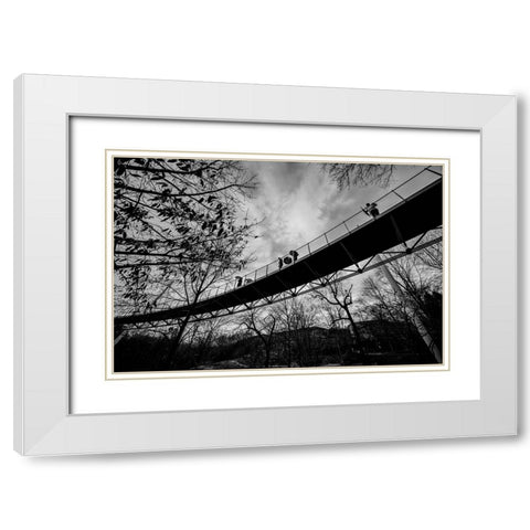 Umbrellas White Modern Wood Framed Art Print with Double Matting by Malone, Will