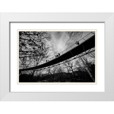 Umbrellas White Modern Wood Framed Art Print with Double Matting by Malone, Will