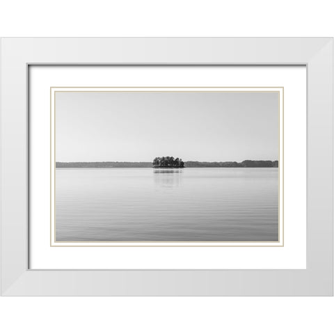 Floating Island White Modern Wood Framed Art Print with Double Matting by Malone, Will