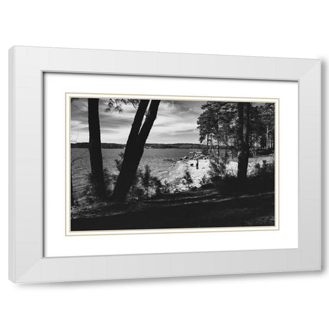 Fun Lake Beach Day White Modern Wood Framed Art Print with Double Matting by Malone, Will