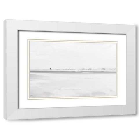 Beach Fun White Modern Wood Framed Art Print with Double Matting by Malone, Will
