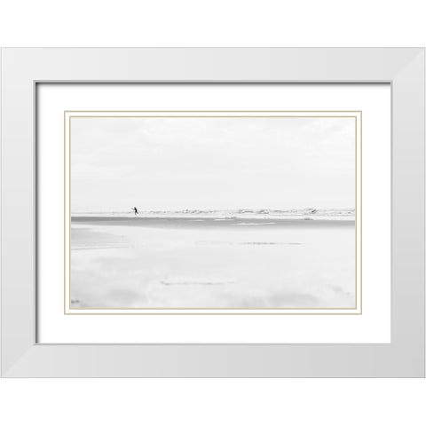 Beach Fun White Modern Wood Framed Art Print with Double Matting by Malone, Will