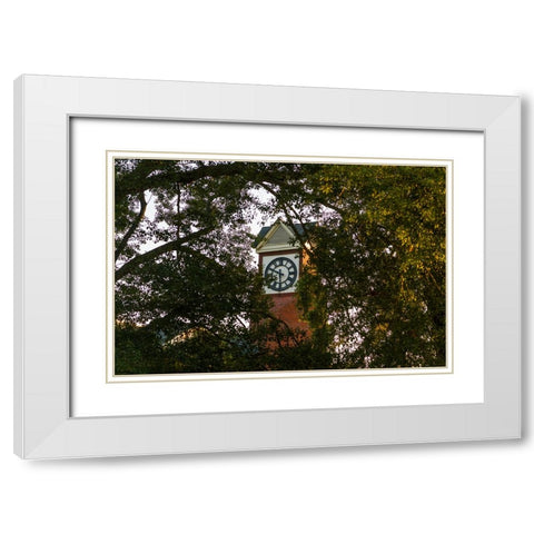 Clock White Modern Wood Framed Art Print with Double Matting by Malone, Will