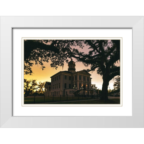 Courthouse Golden Hour White Modern Wood Framed Art Print with Double Matting by Malone, Will