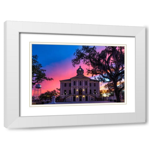 Courthouse Sunset 2 White Modern Wood Framed Art Print with Double Matting by Malone, Will
