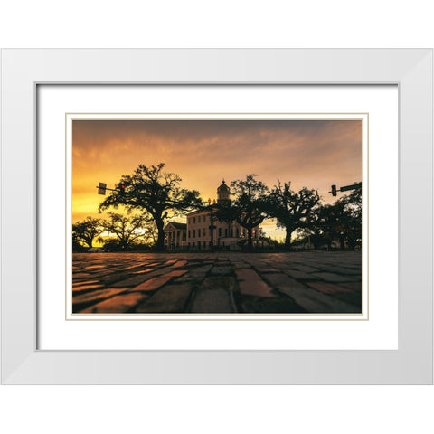 Courthouse Sunset 3 White Modern Wood Framed Art Print with Double Matting by Malone, Will