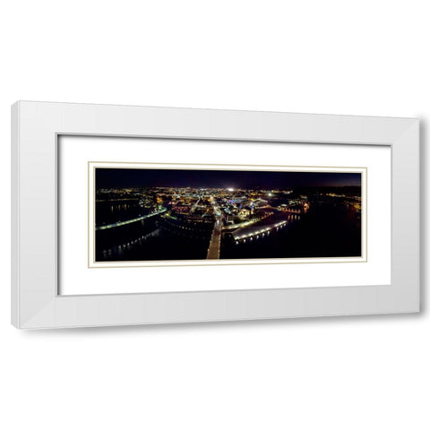 Downtown Night White Modern Wood Framed Art Print with Double Matting by Malone, Will