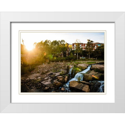 Falls Park 2 24x16 White Modern Wood Framed Art Print with Double Matting by Malone, Will