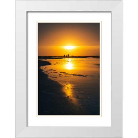 Family in the Sun White Modern Wood Framed Art Print with Double Matting by Malone, Will