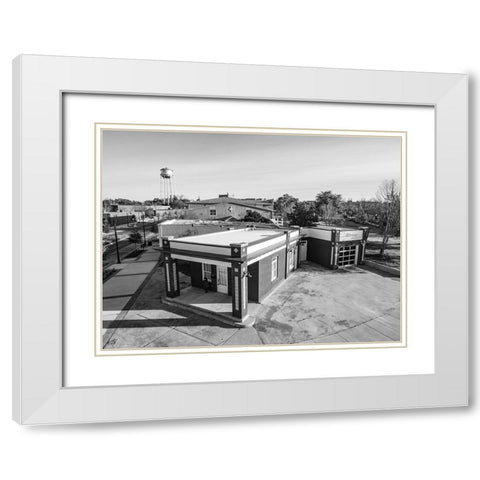 Gulf Oil Aerial Monochrome White Modern Wood Framed Art Print with Double Matting by Malone, Will